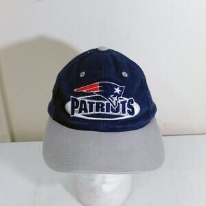 Vintage NFL New England Patriots Hat 90s Blue Gray Tagged Youth Fits Adult Heads